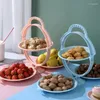 Plates Folding Fruit Plate Plastic Storage Container Double Layers Serving Tray For Afternoon- Candy