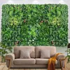 50x50 cm 3D Artificial Plant Wall Panel Plast Outdoor Green Lawn Diy Home Decor Wedding Backdrop Garden Grass Flower Y240127