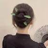 ヘアクリップ高度なグリーンダブルリーフヘアピン古代スタイルの妖精の美しさヘッドドレス気質コスチュームアクセサリー