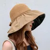 Berets verão preto cola arco cor sólida pescador chapéu masculino e feminino sunhat oco palha proteção uv grande borda rosto protetor solar