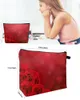 Kosmetiska väskor Alla hjärtans dag Rose Red Flower Heart Custom Travel Bag Portable Makeup Lagring Pouch Waterproof Pencil Case