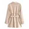 Autumn Winter Mid Long Trench Coat Women Elegant Double Breasted Womens Jacka med Belt Casual Outwear Windbreak 240123