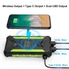 36000mAh Waterproof Solar Power Bank Qi Wireless Charger Powerbank For iPhone 13 Samsung S22 Xiaomi Poverbank with Camping Light