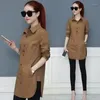 Kvinnors blusar Kvinnors modetröjor Spring/Summer Solid Color Single Breasted Long Sleeve Sale Ladies Tops Shirt Drop Hthff288