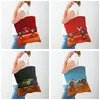 Shopping Bags Cartoon Driving Bus Dog Eco Women Bag Both Sided Canvas Tote Handbag Reusable Animal Lady Shoulder Shopper