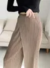 YUDX femmes plissé couleur unie cheville pantalon taille élastique jambe large droite femme Trsouser lâche 2023 été 240202