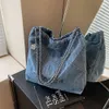 Denim for Women s New Autumn and Winter Leisure Diamond Grid Chain Shoulder with Large Capacity Commuting Tote Bag 75% factory direct sales