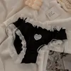 Femmes culottes mignon Lolita dentelle fille sous-vêtements amour doux arc Sexy Cool coton entrejambe slips couleur unie caleçon Loli Lingerie