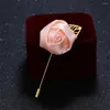 Brooches INS Korean Bridegroom Wedding Cloth Art Hand-Made Rose Flower Brooch Lapel Pin Jewelry Men's Suit Tie Pins Accessories