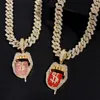 Ожерелья с подвесками в стиле хип-хоп, ожерелье с долларом и языком для мужчин и женщин, блестящие стразы, кубинская цепочка со льдом, очаровательные ювелирные изделия