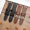 Hamilton Khaki Aviation Field Series Mens Watch Bracelte와 함께 Rivets Strap Brown 20mm 22mm 240125를위한 진정한 가죽 워치 밴드