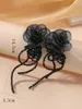 Dangle Earrings Luxury Black Yarn Acrylic Drop For Women Bohemian Temperament Big Flower Long Tassel Hanging Party Jewelry