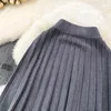 Röcke Minimalist Frauen 2024 Einfarbig Hohe Wasit Plissee Rock Falten Koreanischen Stil Alle-spiel A-line Kleidung Strickwaren Dropship