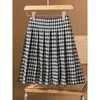 Saias moda coreana senhoras quente malha mini saia curta para mulheres 2024 inverno vintage xadrez uma linha cintura alta plissada sr1370