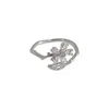 Кольца-кластеры, открытое кольцо из стерлингового серебра 925 пробы с цирконом и цветком для женщин и девочек, ажурный лист, растение, дизайн ювелирных изделий, подарок для вечеринки, падение