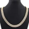 Mode Trend smycken Hip Hop Solid Gold Necklace 12mm VVS Diamond Iced Out Inlay Moissanite Cuban Link Chain