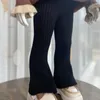 Pantalons évasés tricotés pour filles, Leggings décontractés en coton, noir, café, Beige, vêtements d'automne et d'hiver, nouvelle collection 2024