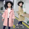 Jassen 2024 Koreaanse Lente Herfst Junior Meisjes Top Effen Kleur Halflange Jas Losse Casual Elementaire Meisje Windscherm Bovenkleding