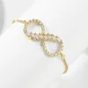 Charm Bracelets Gold-plated Brass Cubic Zirconia Stones Infinity Sign Bracelet Women 2024 Fashion CZ Zircon Pull Chain Summer Jewelry