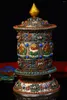 Dekorativa figurer 8 "Tibetansk Temple Collection Old Bronze Mosaic Gem Auspicious Eight Treasures Prayer Wheel Buddha Whee Scriptures Amulet