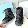 Designer Snow Boots Top Quality Nylon Apres-Ski Boots Women Platform Chunky Winter Warm Triangle Booties Black White Shoes With Box