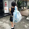 Backpack 14in Fur Blue Backpacks Zipper Funny Dual Color Contrast Ice Small Men's And Women's Trend Outdoor