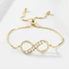 Charm Bracelets Gold-plated Brass Cubic Zirconia Stones Infinity Sign Bracelet Women 2024 Fashion CZ Zircon Pull Chain Summer Jewelry