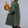 Trenchs de Femmes Épaissir Veste en velours côtelé 2024 Printemps Automne Coréen Lâche Manteau à manches longues Moyen Long Coton Casual Pardessus Femme