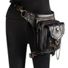 Steampunk Waist Leg Bags Female Chain Retro Biker Small Package Ladies Shoulder PU Leather Crossbody Rock Style Motorcycle Belt 240130