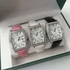 Montres de réservoir pour femmes Franck Muller femmes Quartz diamant or rose platine carré visage montre en acier inoxydable dames élégant cadeau pour dame