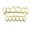 Hip Hop 6 denti Hollow Band Bretelle con diamanti Placcato in oro Drip Grillz Bling Bling Gold Teeth1862406