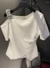 T-shirts pour femmes Produits européens Dames T-shirt à manches courtes Summer Drill Bustier Sexy Taille Mince Blanc Version coréenne du Top Goth