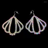 Vêtements de scène boucles d'oreilles de danse du ventre pour femmes, bijoux gitans, accessoires de Costume de danseuse, strass brillants Double face, 2 paires/P