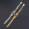 Hip Hopnew designade mode lyxig cheetah halsband kvinnor män tjock kedja armband punk armband guld full diamanter örhänge mode charm designer smycken