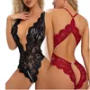 Reggiseni Set Biancheria intima da donna sexy Costume Lingerie erotica in pizzo V Reggiseno con apertura sul cavallo Trasparente Tuta da notte per ragazze