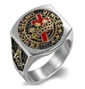 Mens 316 rostfritt stål freemason Signet Ring York Rite Knights Templar 18K Gold Plated Masomic Ring2836656