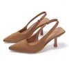 Dress Shoes 2024 Women's Sandals Fashion Slingback Pointed Party High Heels Light Elegant Wedding Sexy Stiletto Slip-on Lady Mules