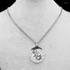 Pendant Necklaces 12 Constellations Capricorn Stainless Steel Round Chain Women/Men Pendants Jewelry Zodiac Necklace NXH255S03