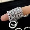 Non Tarnish 925 Sterling Silver Engagement Women Bridal Jewelry Eternity Band Ring Cubic Zircon Par Wedding Promise Rings