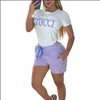 Women's casual desiger Tracksuits fashion Suit brand sexy mini 2 Piece Set T-shirt+short girls slim fit short sleeves tshirts printed short pants