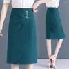 Skirts Office Lady Elegant Irregular Slim Korean Fashion Summer Women Streetwear Solid High Waist Split Midi Wrap Hip Skirt 2024