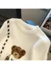 Kobiety swetry 2024 Winter Women O-Neck Cartoon Bear Sweater Patchwor Harajuku Korean Style Ogółemi długie rękawie Pullover Sweeters Feamle