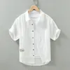 Camicie Casual da uomo per uomo manica corta Slim Fit moda coreana tinta unita 2024 T Shirt abbigliamento capispalla