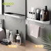 EcoCo Badrumshyllor Arrangör Wall Mount Home Handdukshylla Shampo Rack med bar förvaringstillbehör 240201