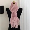 Schals Echt Rex Pelz Schal Für Frauen Winter Hand Gestrickte Echte Verdickte Quaste Hals Wärmer Natürliche Tücher