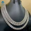 Hiphop sieraden 12 mm Sier Hand ingelegde Moissanite Diamond Ice Out Rock Candy ketting