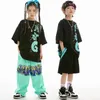 Scena odzież 2024 Boys Hip Hop Dance Ubrania luźne krótkie rękawy T -koszulki Street Costume Girls Jazz Practice Rave BL10358