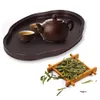 Подносы для чая, поднос орехового цвета, бамбуковая сервировочная тарелка для прохладительных напитков для журнального столика, кухни, гостиной
