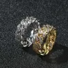 Nuoya męskie białe złoto 925 srebrny hip -hopowy mrożony mrożony moissanite kubańska pierścień linku na wesele i biżuterię imprezową