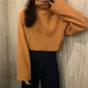 Korean Fashion Women Thicken Turtleneck Tshirt Autumn Winter Basic Solid Warm Bottoming Loose Allmatch Casual Long Sleeve Tops 240202